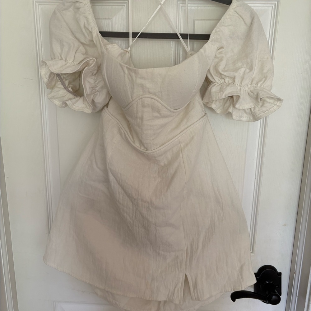 Hello Molly Cream Puff Sleeve Mini Dress